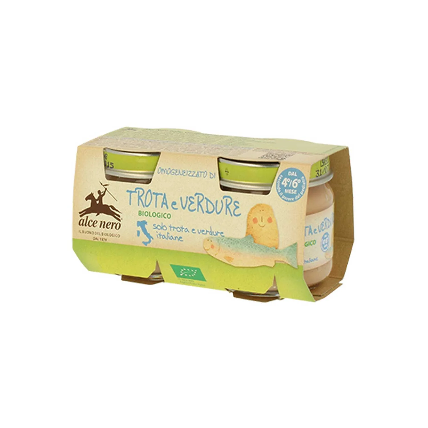 Alce Nero - Omogeneizzato Biologico Trota e Verdure: Confezione 2x80 gr