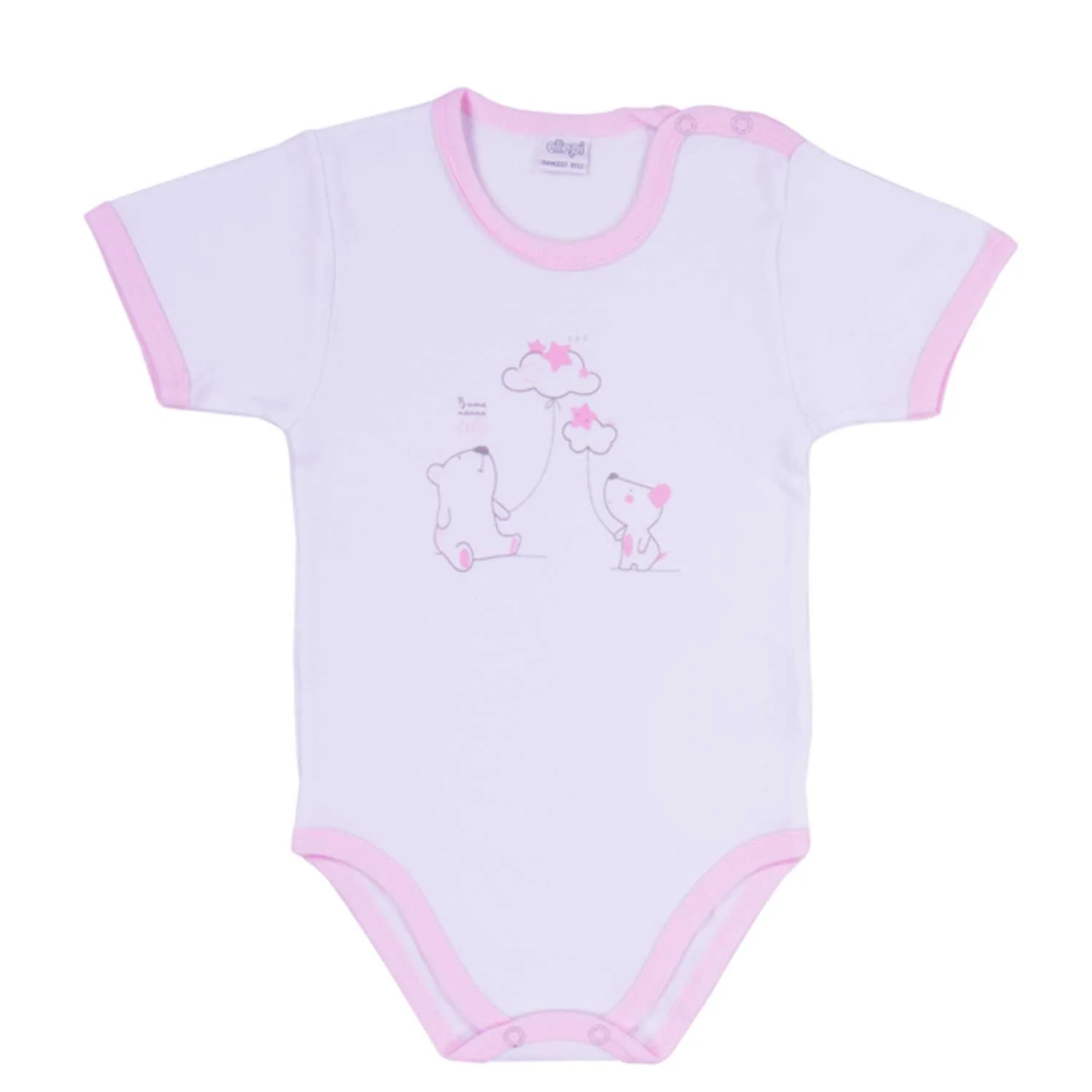 Ellepi - 2 Body con apertura sulla spalla a Maniche Corte 100% Cotone Rosa - Image 2