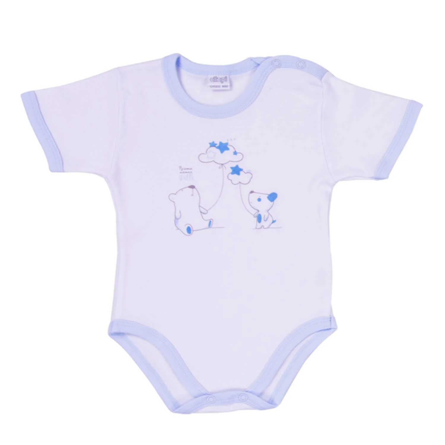 Ellepi - 2 Body con apertura sulla spalla a Maniche Corte 100% Cotone Azzurro - Image 2