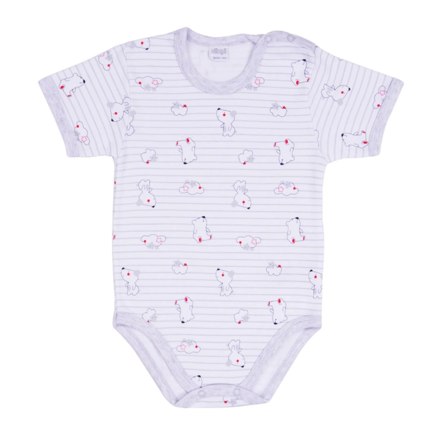 Ellepi - 2 Body con apertura sulla spalla a Maniche Corte 100% Cotone Grigio - Image 3