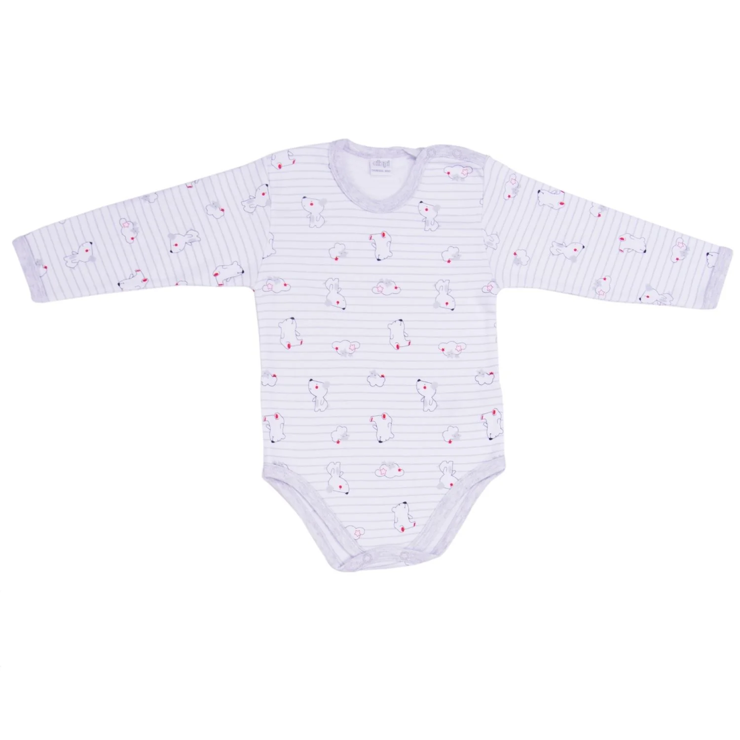 Ellepi - 2 Body con apertura sulla spalla a Maniche Lunghe 100% Cotone Grigio - Image 3