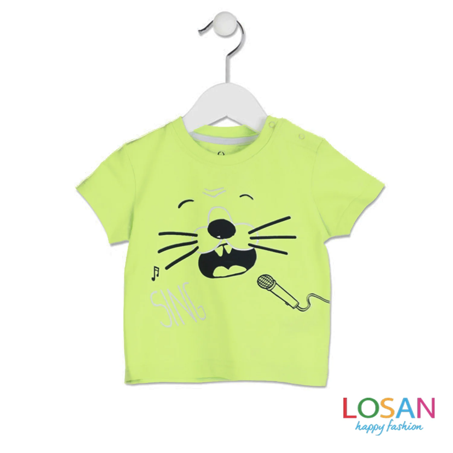 Losan - T-Shirt Verde Baby Bimbo con Faccia di Animale - Image 4
