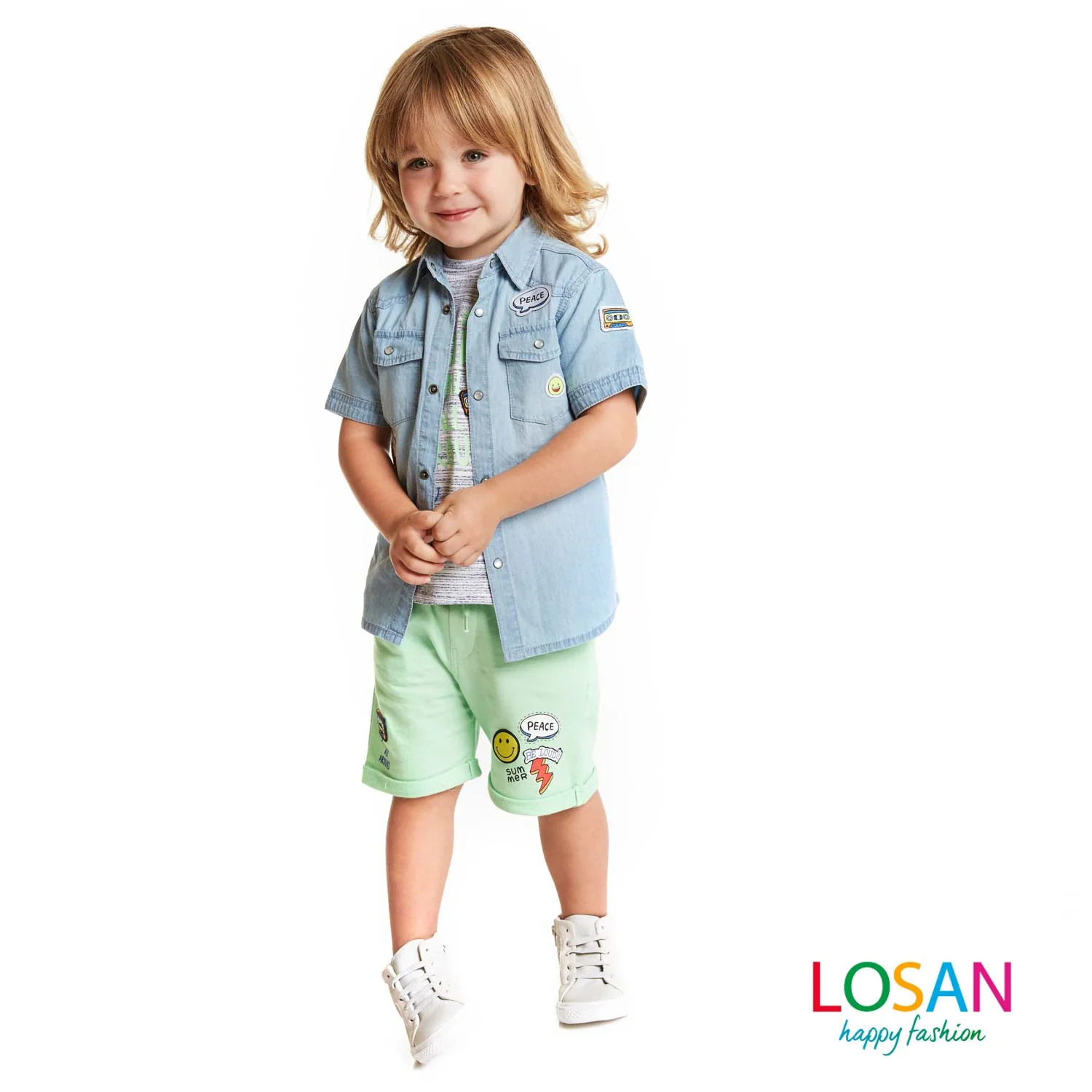 Losan - Camicia Jeans Manica Corta Baby Bimbo - Image 5