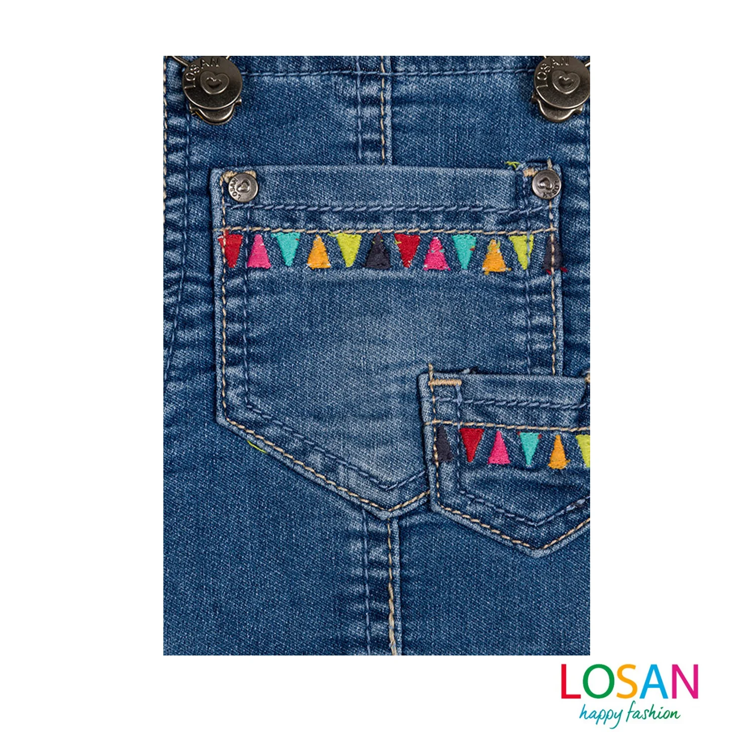 Losan - Salopette di Jeans Stile Etnico Bambina Junior - Image 3
