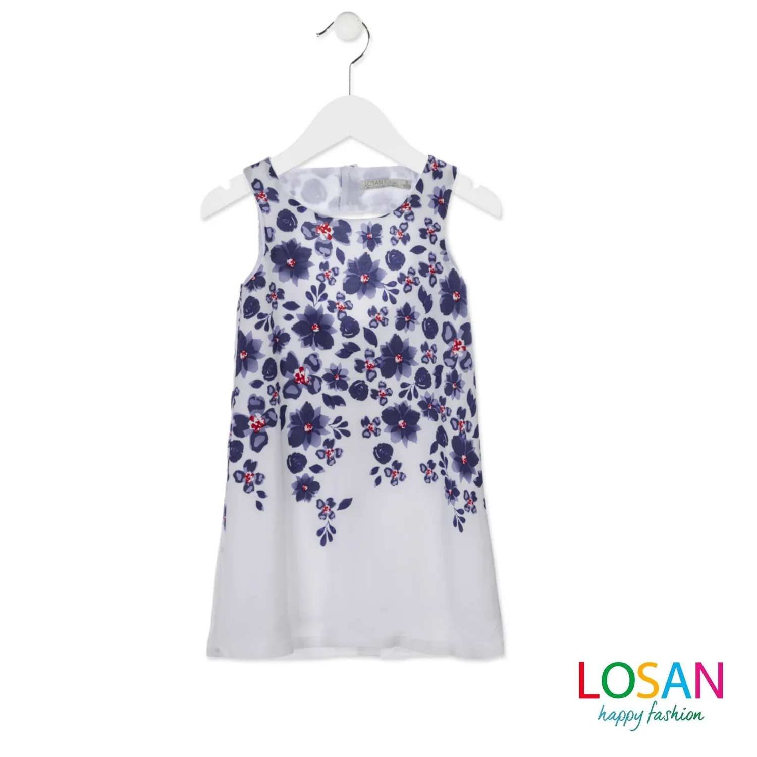 Losan - Vestito Bambina Junior Smanicato Fiori Blu - Image 2