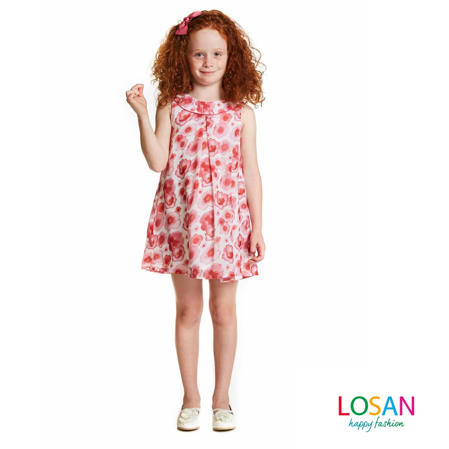Losan - Vestito Junior Smanicato Fiori Rosa - Image 6