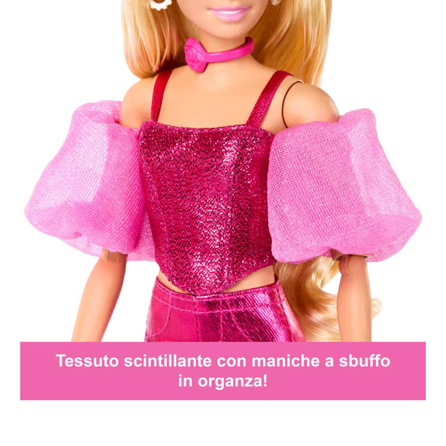 Mattel - Barbie Fashionista Deluxe Metallic Bionda Con Vestito Rosa JFP40 - Image 2