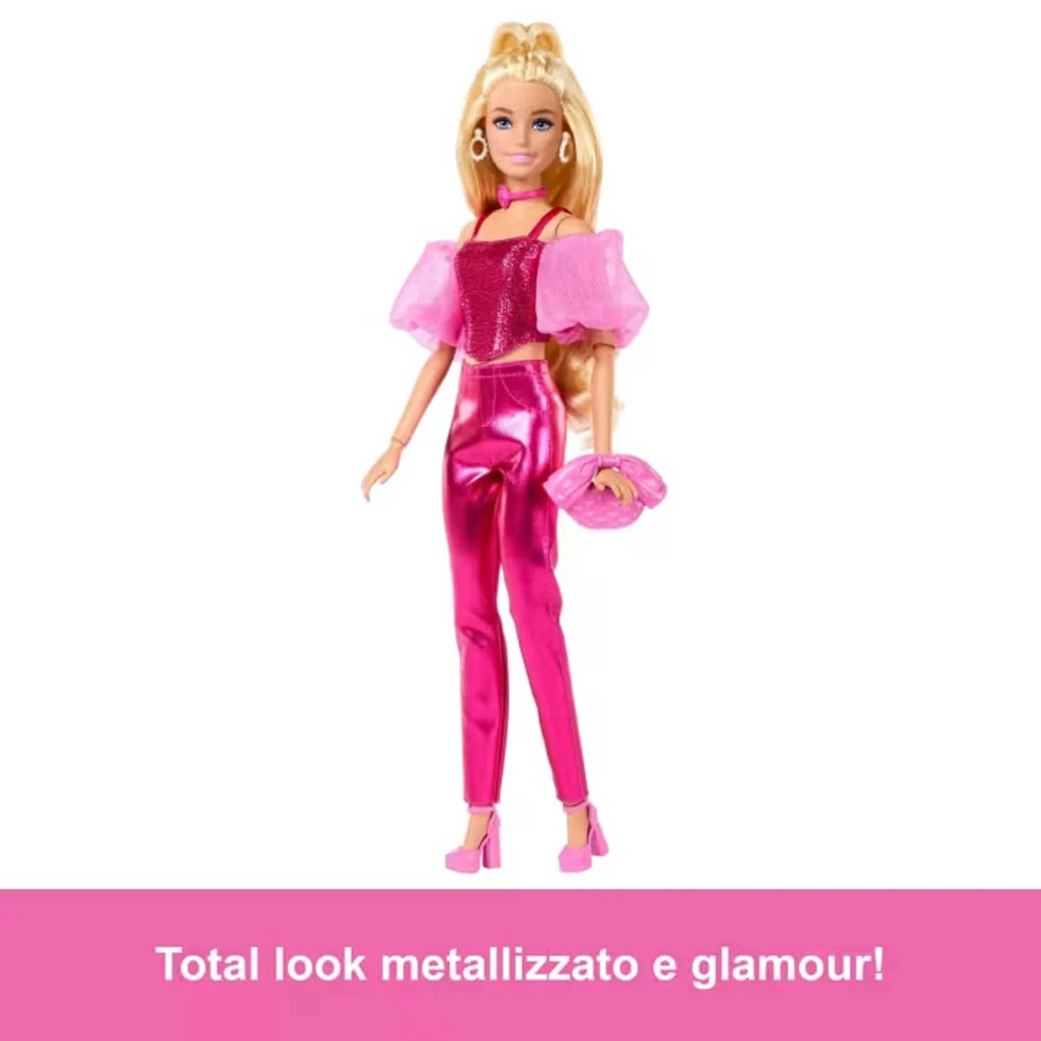 Mattel - Barbie Fashionista Deluxe Metallic Bionda Con Vestito Rosa JFP40 - Image 4