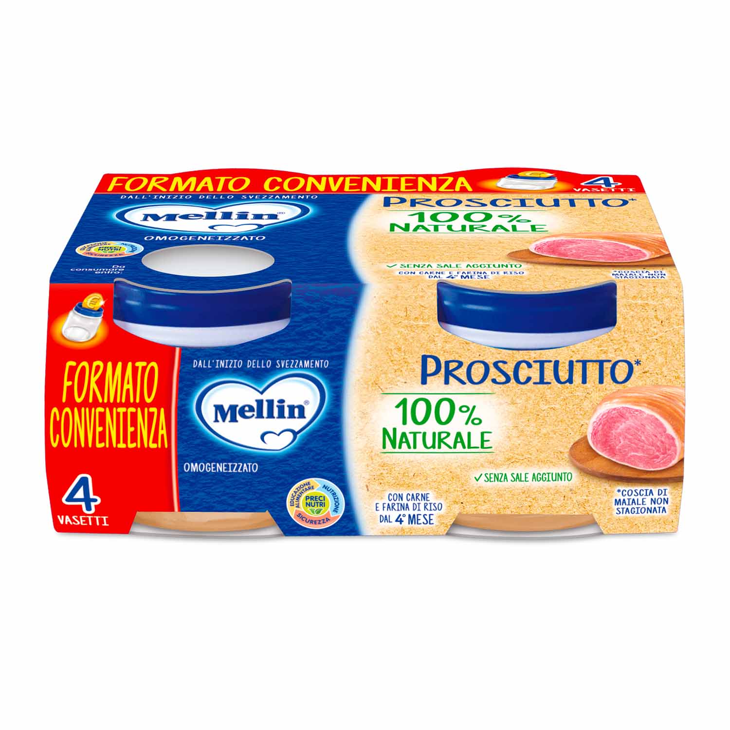 Mellin - Omogeneizzato Prosciutto : Confezione 4x80gr