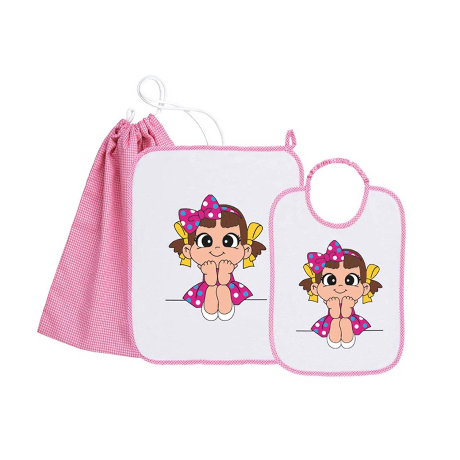 Siggi - Set Asilo Bimba 3pz Asciugamano Sacchetta Bavaglino - Image 2