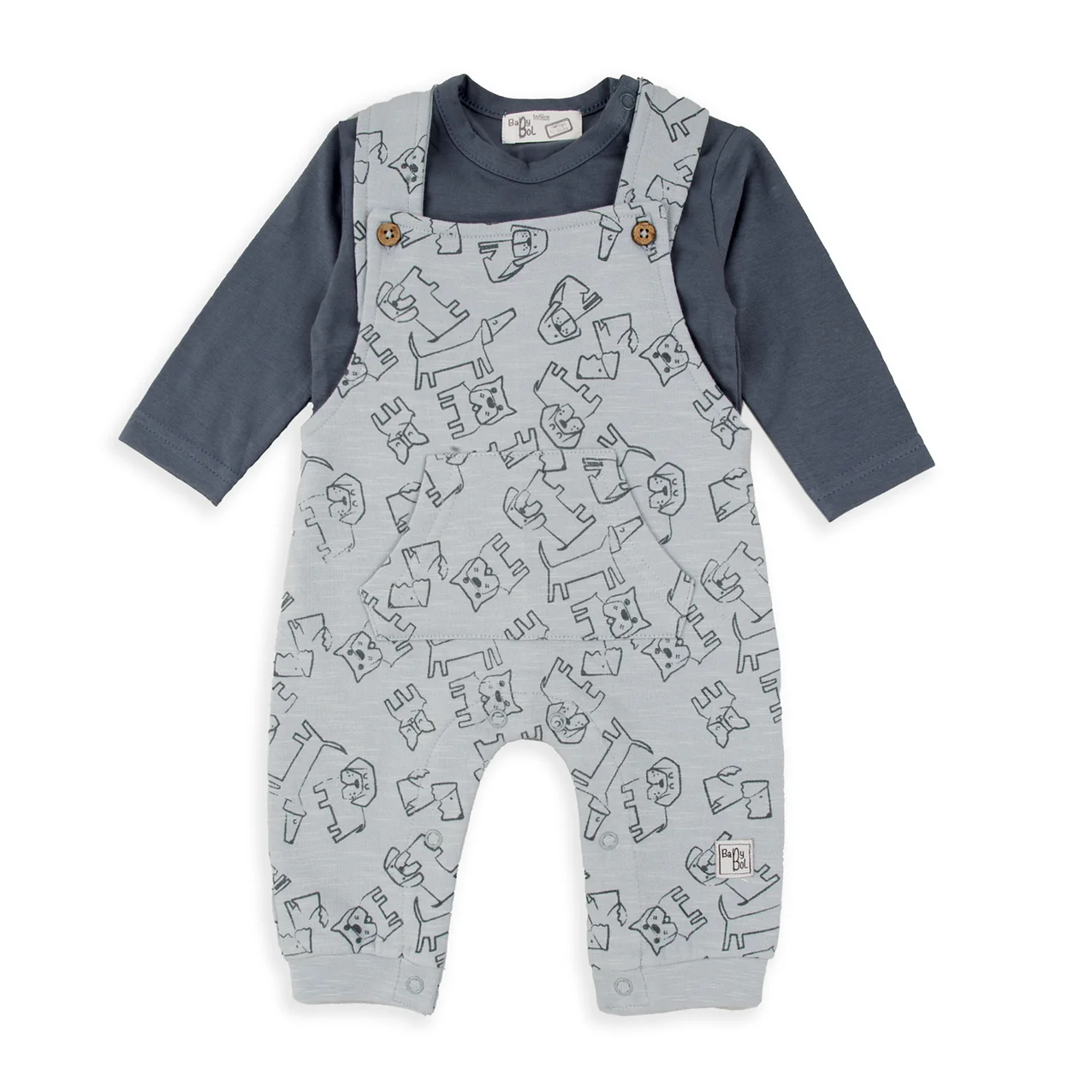 Wonderlife - Completo Bimbo 2 Pezzi Salopette E Maglietta  Doggies 250838